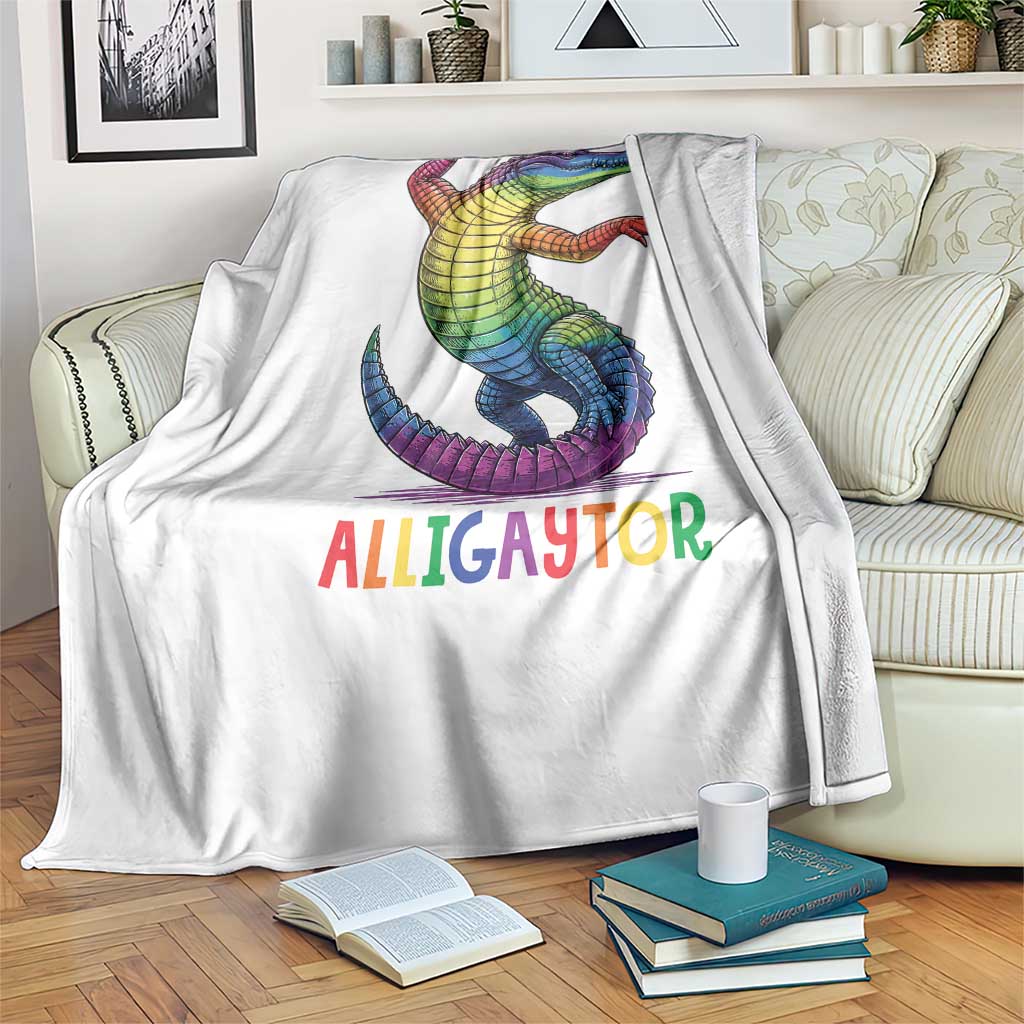 Alligaytor LGBTQ Pride Graphic Throw Blanket Queer Reptile Lovers