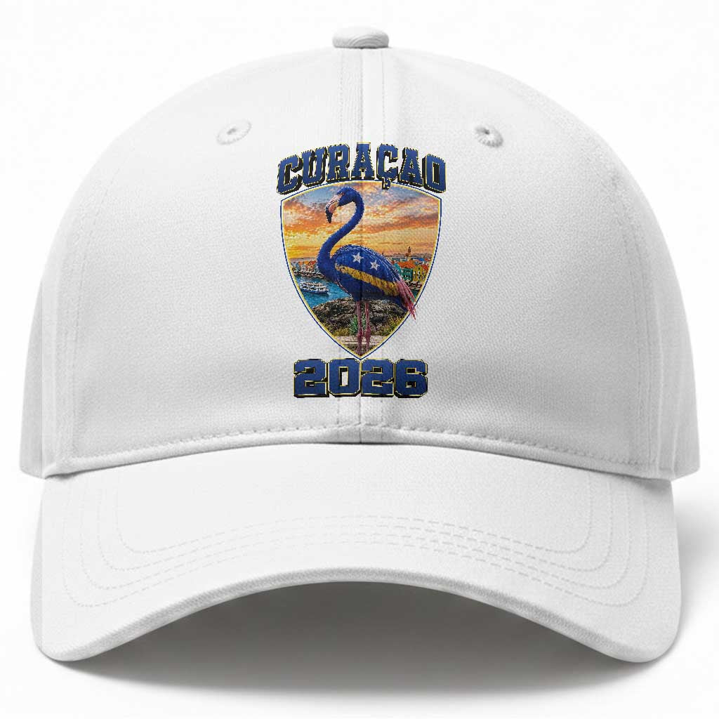 Funny Curacao Flamingo Soccer Lover Baseball Cap Caribbean Island Gift
