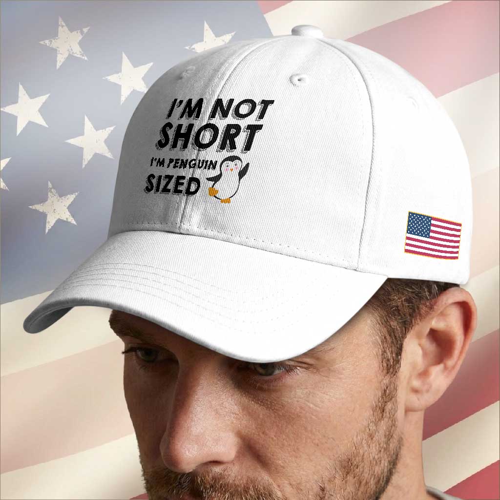 Funny Penguin Quote Baseball Cap I Am Not Short I Am Penguin Size