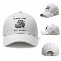 I Do Not Know I Just Work Here Baseball Cap Funny Raccoon Work Quote