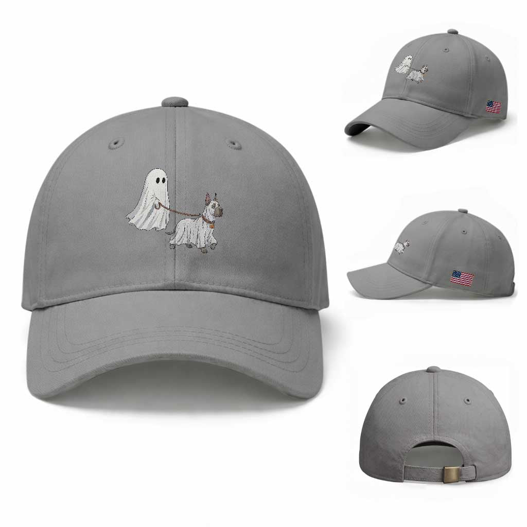 Funny Ghost Walking Great Dane Dog Baseball Cap Halloween Pet Lover Gift