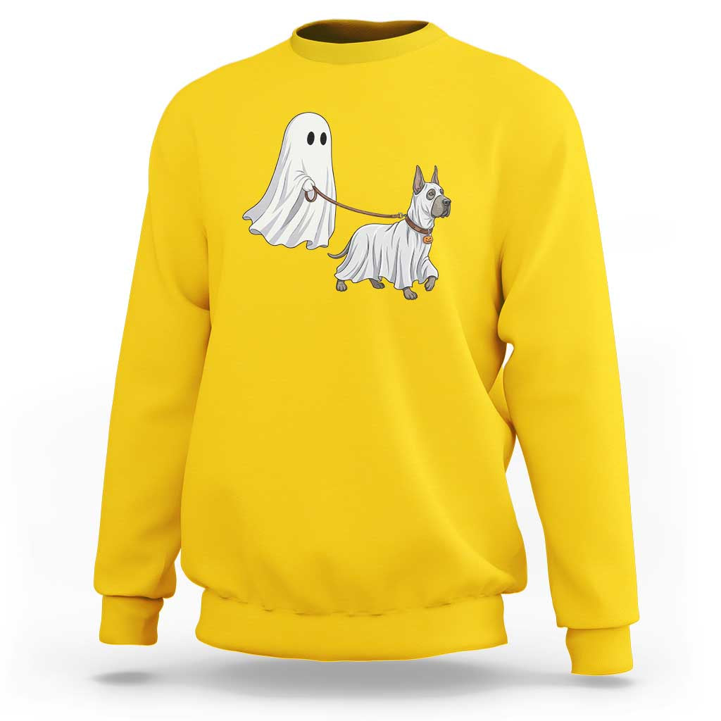 Funny Ghost Walking Great Dane Dog Sweatshirt Halloween Pet Lover Gift