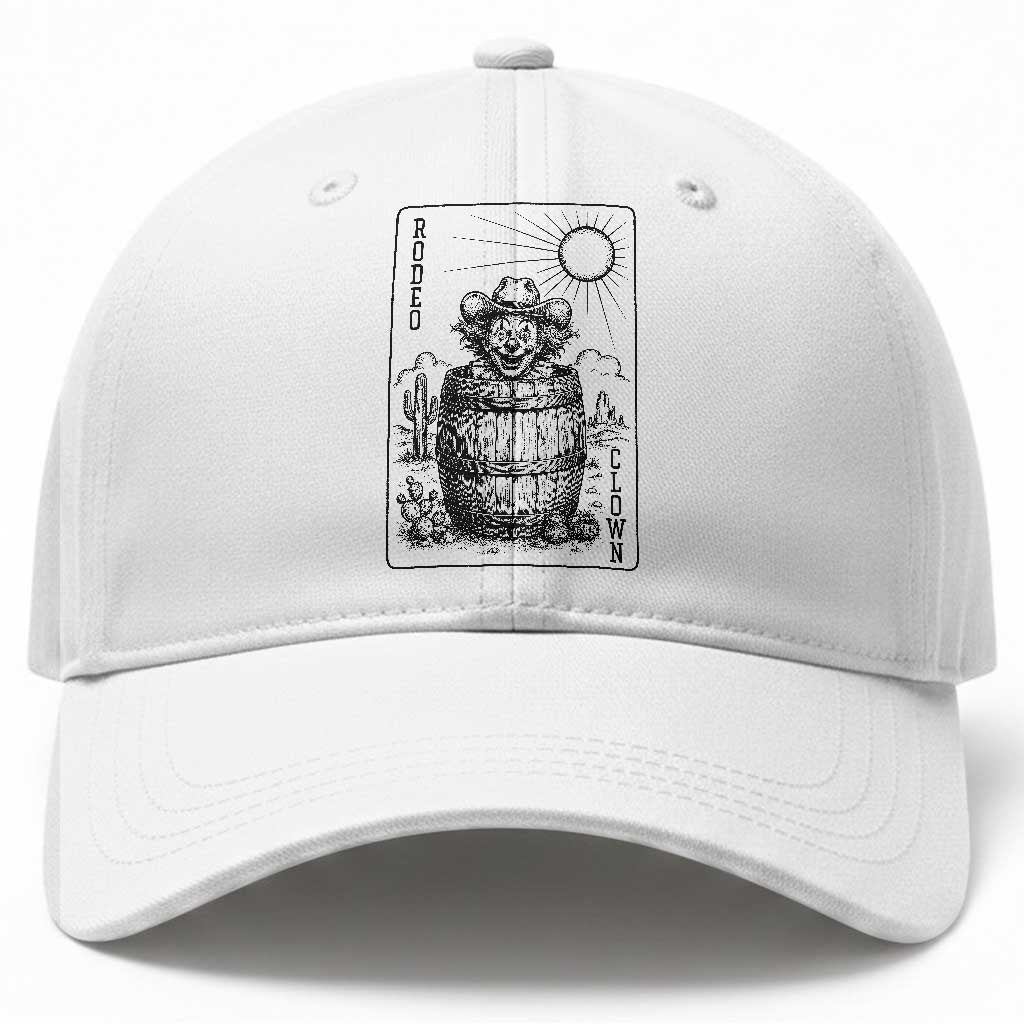 Funny Rodeo Clown In Barrel Baseball Cap Western Playing Card Rodeo Gift
