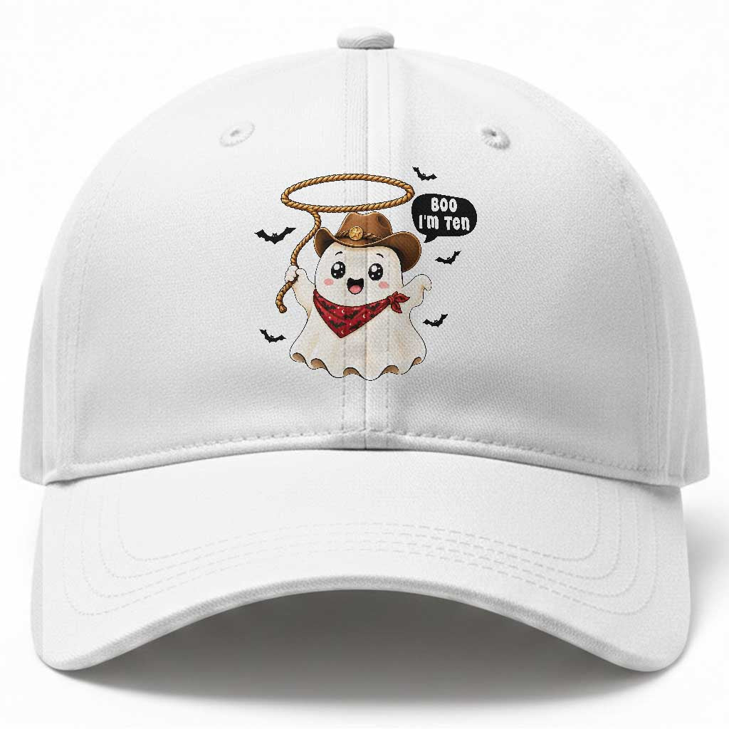Halloween Spooky Cowboy Ghost 10th Birthday Baseball Cap Boo Im Ten Western Party Gift