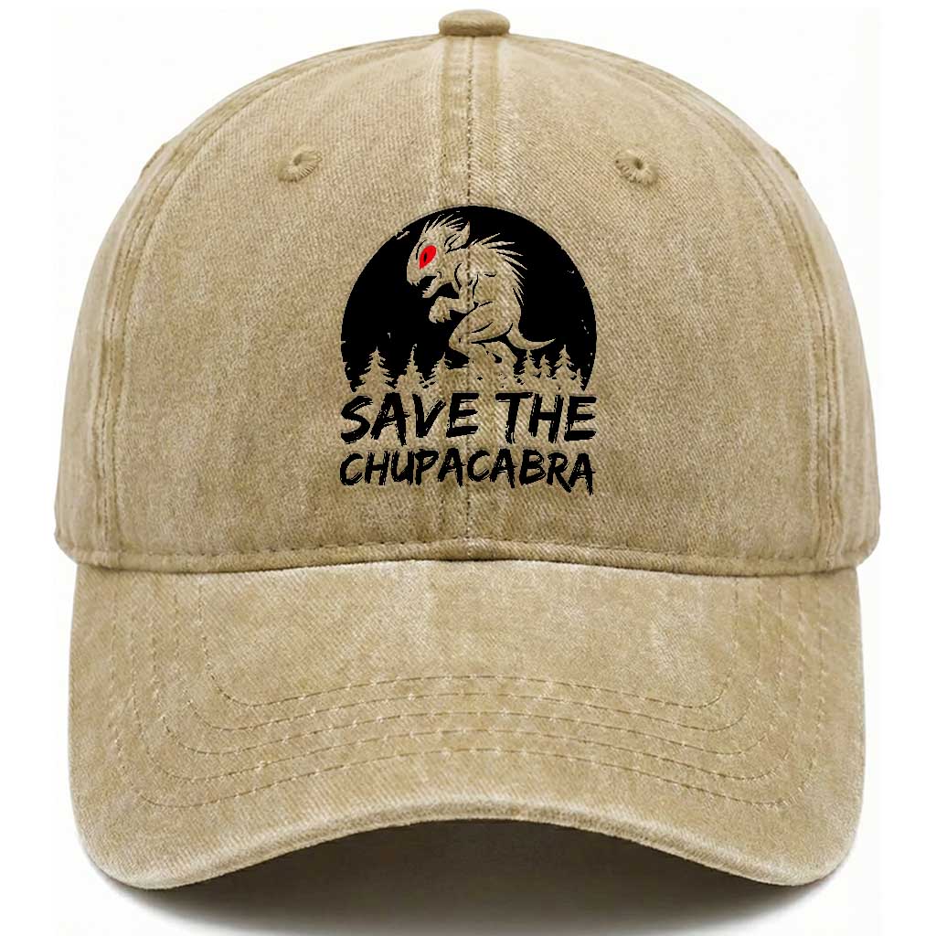Chupacabra Washed Cotton Baseball Cap Funny Cryptid Save The Goat Sucker Gift