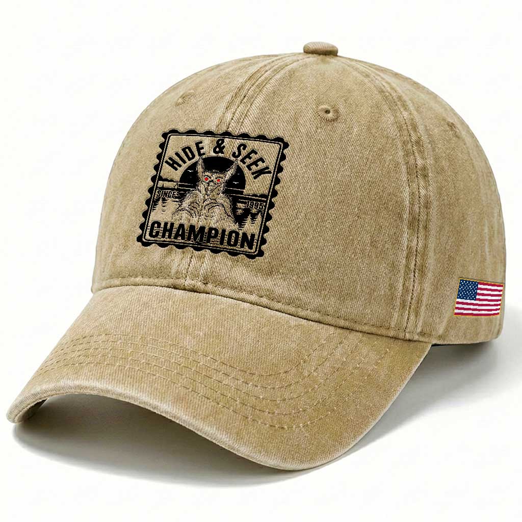 Chupacabra Hide And Seek Champion Since 1995 Washed Cotton Baseball Cap Cryptid Gift