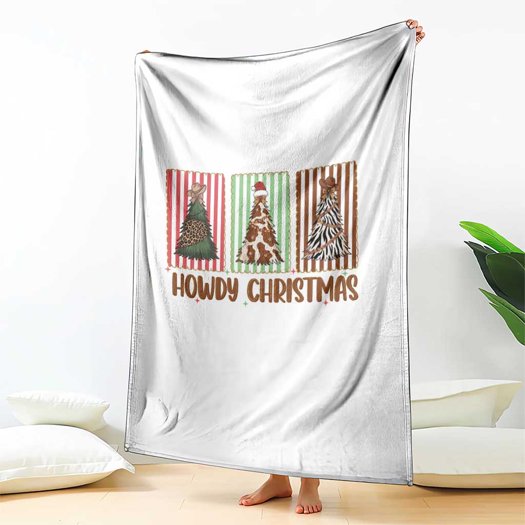 Howdy Christmas Throw Blanket Funny Western Xmas Tree Rodeo Fan Gift - Wonder Print Shop
