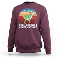 Retro Dinosaur Tennis Player Sweatshirt Real Legends Never Extinct - Wonder Print Shop