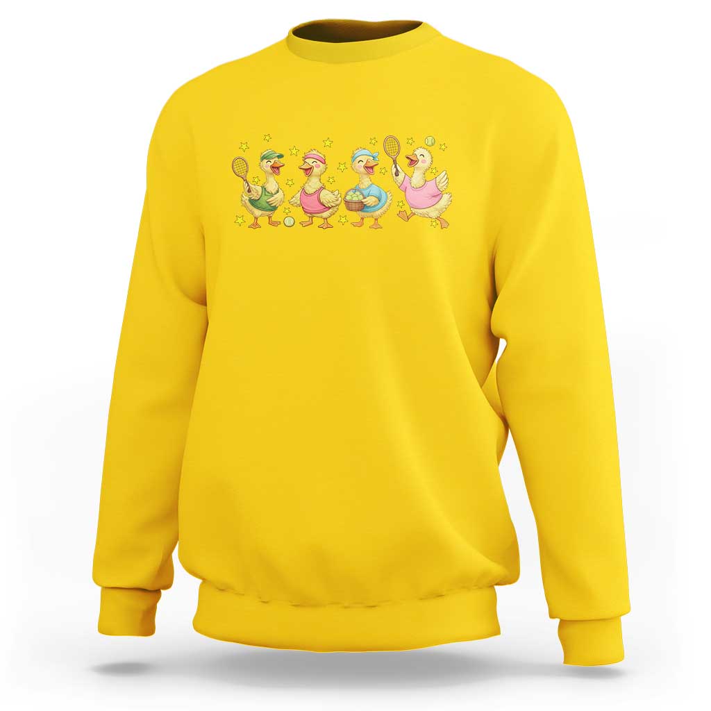 Funny Duck Playing Tennis Sweatshirt Farm Animal Lover - Wonder Print Shop