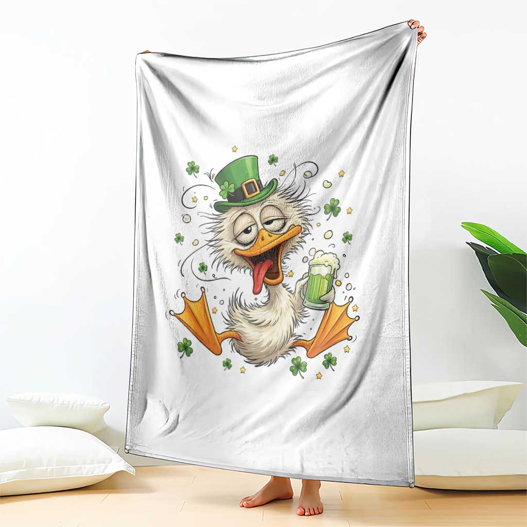Funny Drunk Irish Duck Throw Blanket St Patricks Day Gift
