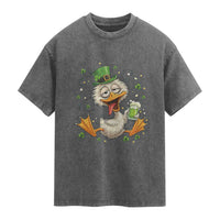 Funny Drunk Irish Duck Washed Cotton T-Shirt St Patricks Day Gift