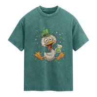 Funny Drunk Irish Duck Washed Cotton T-Shirt St Patricks Day Gift