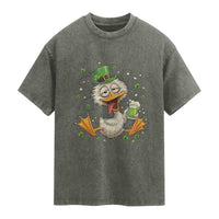 Funny Drunk Irish Duck Washed Cotton T-Shirt St Patricks Day Gift