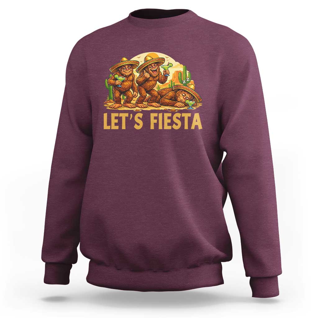 Funny Drunk Bigfoot Cinco De Mayo Sweatshirt Lets Fiesta Party Gift