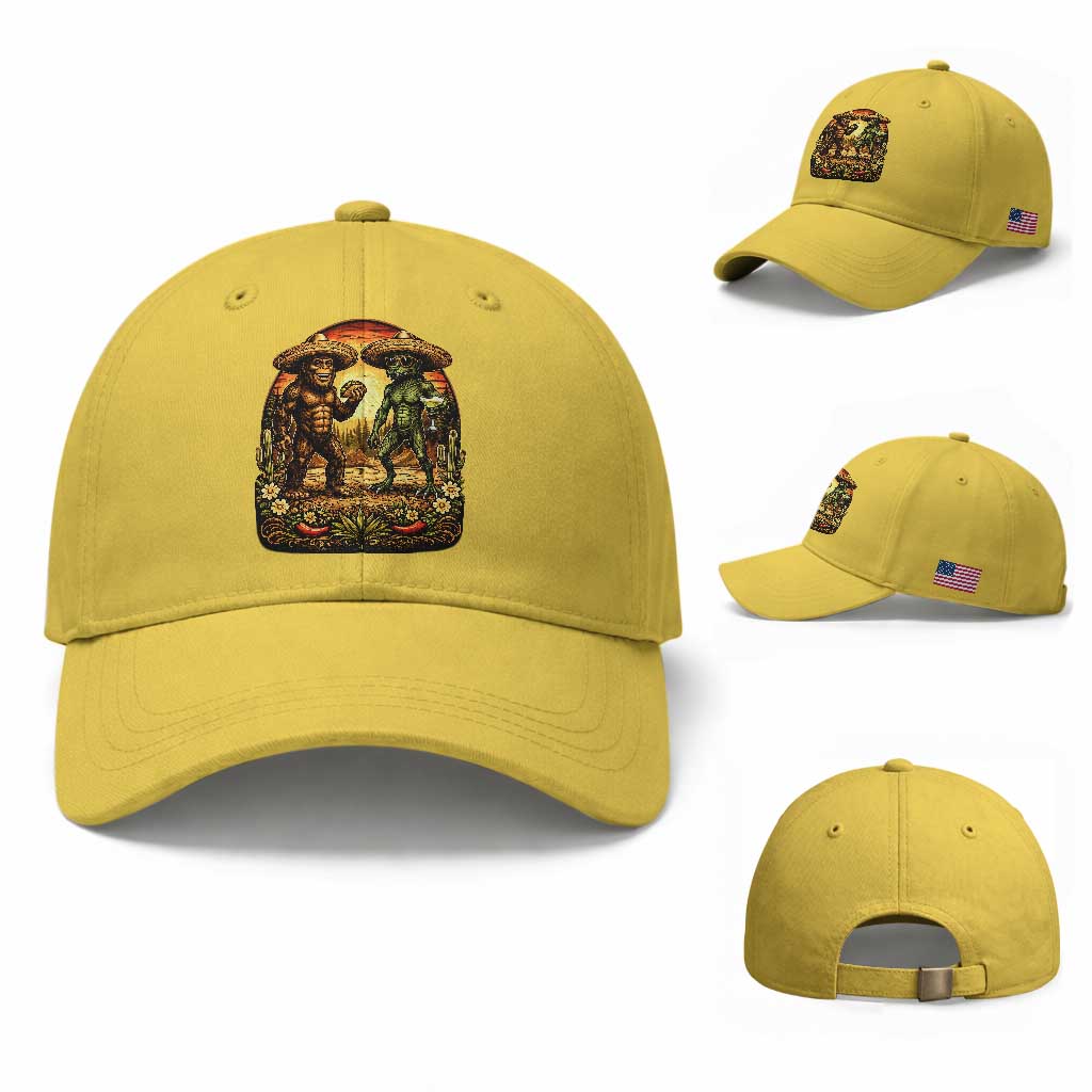 Funny Bigfoot Chupacabra Cinco De Mayo Baseball Cap Cryptid Lover Gift