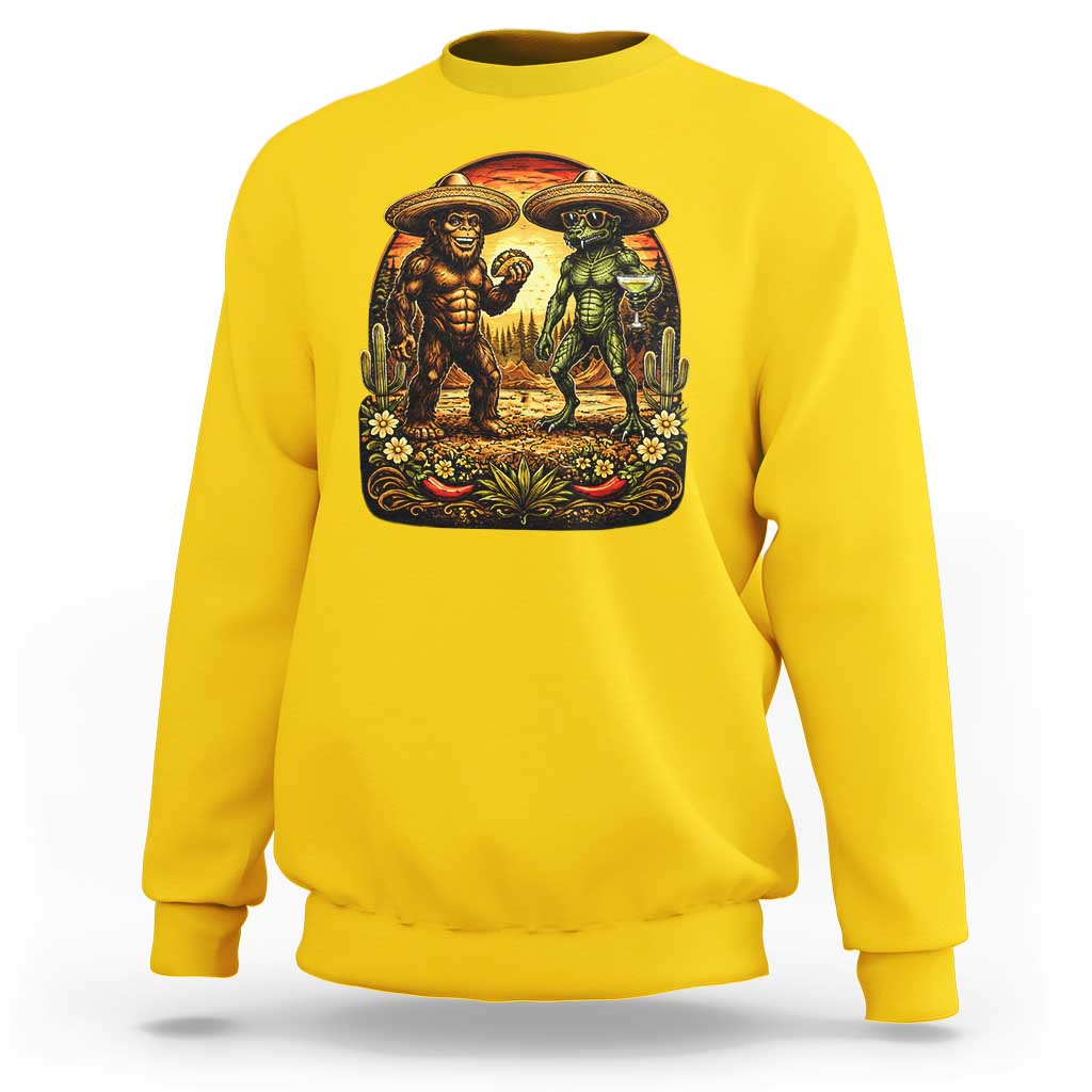 Funny Bigfoot Chupacabra Cinco De Mayo Sweatshirt Cryptid Lover Gift