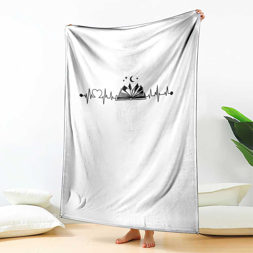 Bookaholic Heartbeat Graphic Throw Blanket Vintage Reader Lifeline Gift