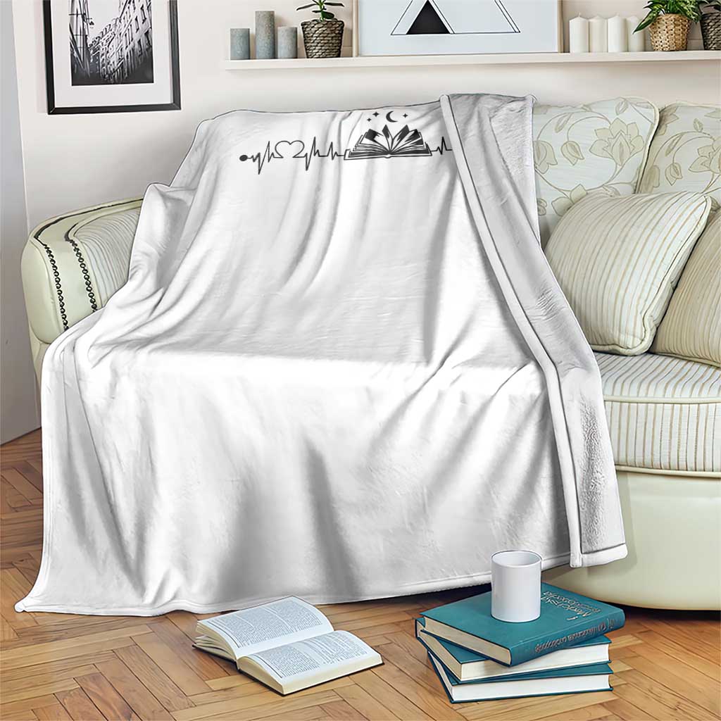Bookaholic Heartbeat Graphic Throw Blanket Vintage Reader Lifeline Gift