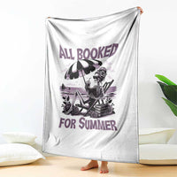 Funny Skeleton Reading At The Beach Throw Blanket All Booked For Summer