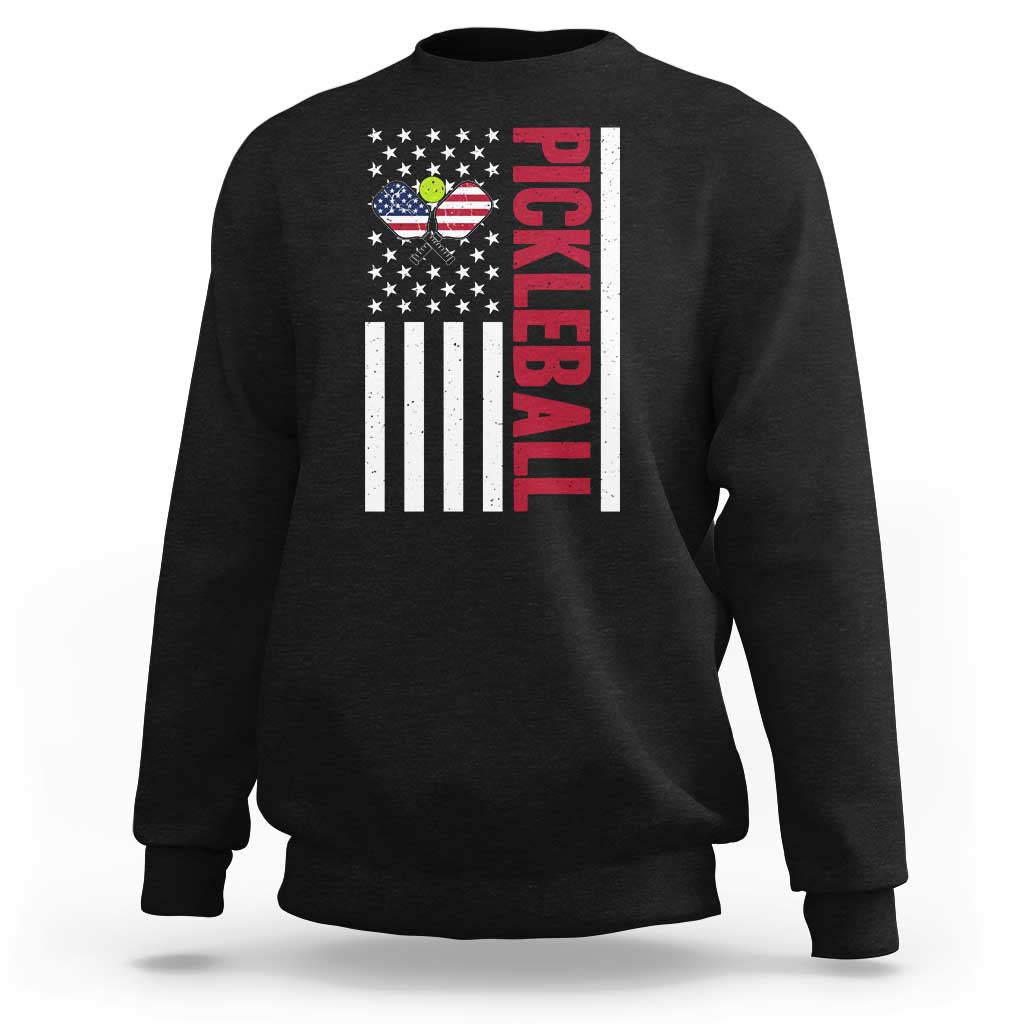 Pickleball Patriotic Sweatshirt American Flag Sport Gift - Wonder Print Shop