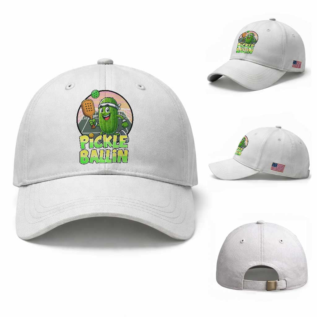 Funny Pickleball Lover Baseball Cap Pickle Ballin Quote