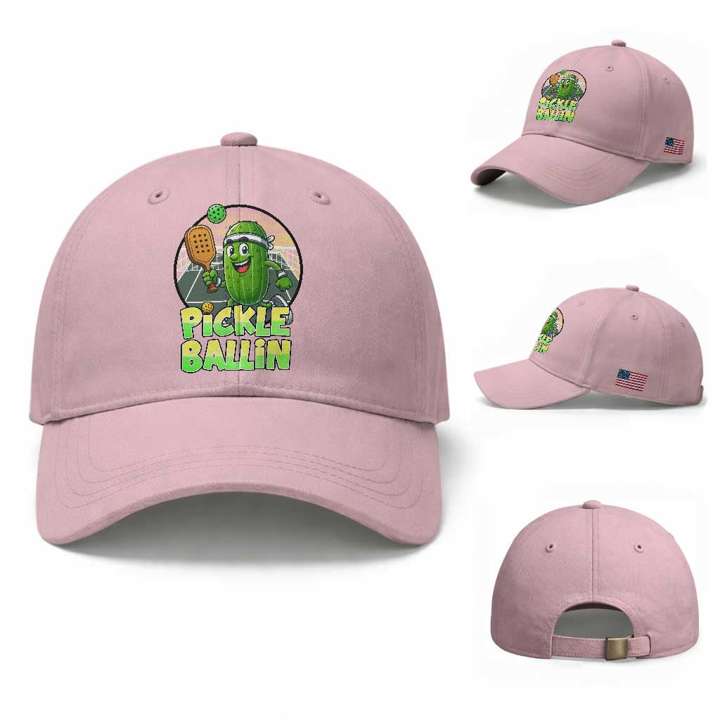 Funny Pickleball Lover Baseball Cap Pickle Ballin Quote