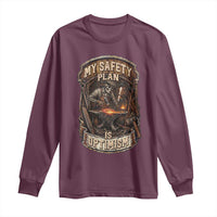 Skeleton Farrier Blacksmith Horse Lover Gift Long Sleeve Shirt My Safety Plan Is Optimism