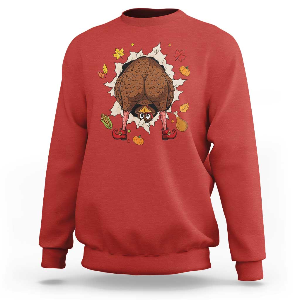 Funny Turkey Butt Thanksgiving Sweatshirt Silly Feast Party Gift