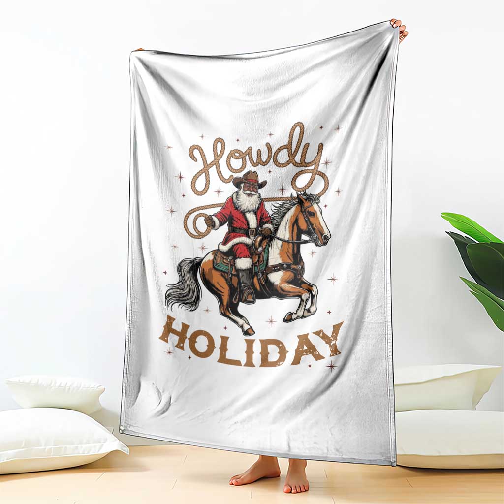 Black Santa Howdy Western Cowboy Throw Blanket Christmas Gift - Wonder Print Shop