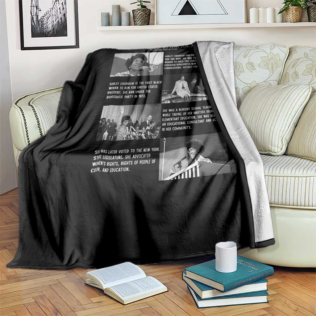 Shirley Chisholm Throw Blanket Black Woman Leadership Icon