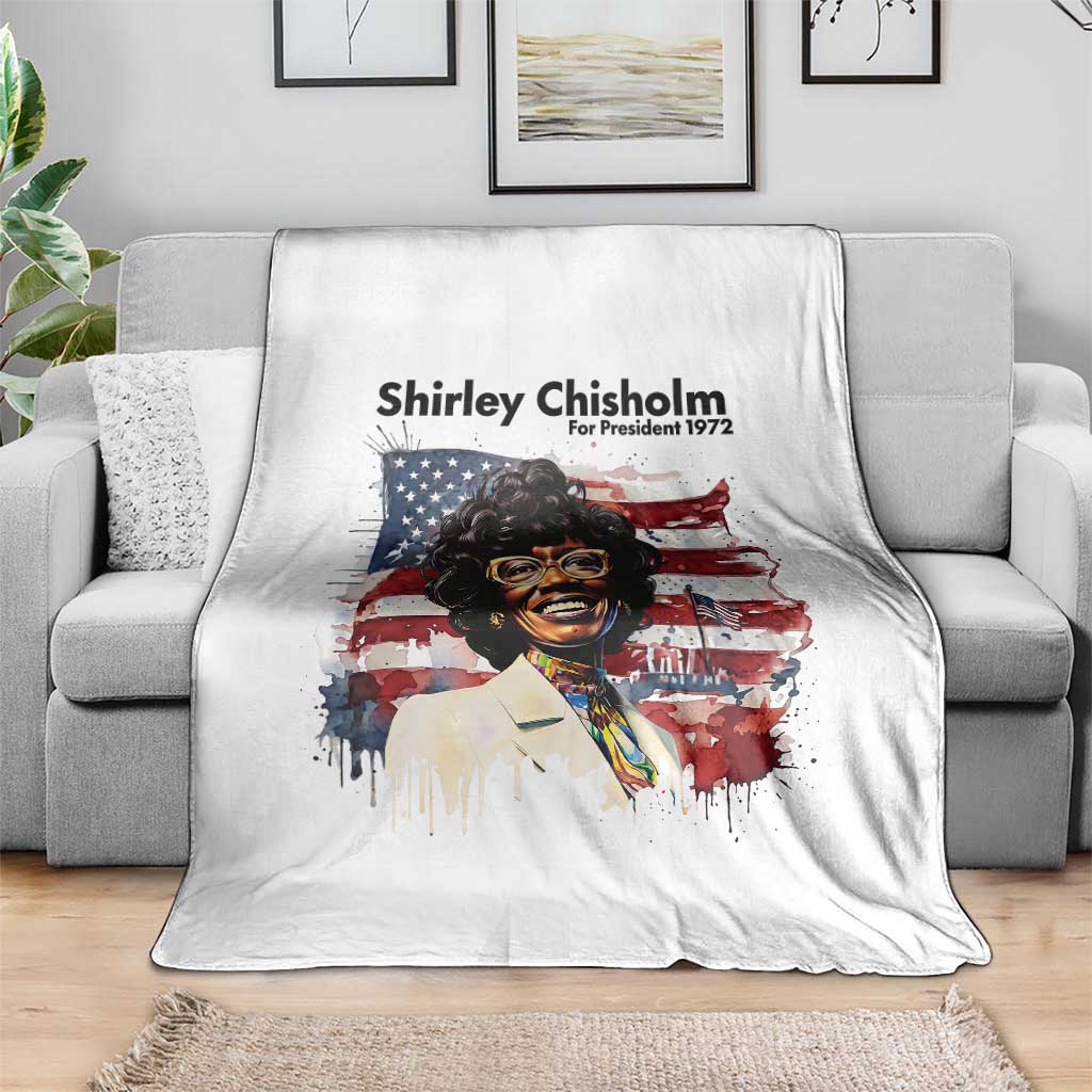 Shirley Chisholm For President 1972 With American Flag Throw Blanket