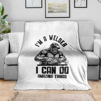 Funny Bigfoot Welder Throw Blanket I Can Do Amazing Things