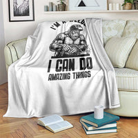 Funny Bigfoot Welder Throw Blanket I Can Do Amazing Things