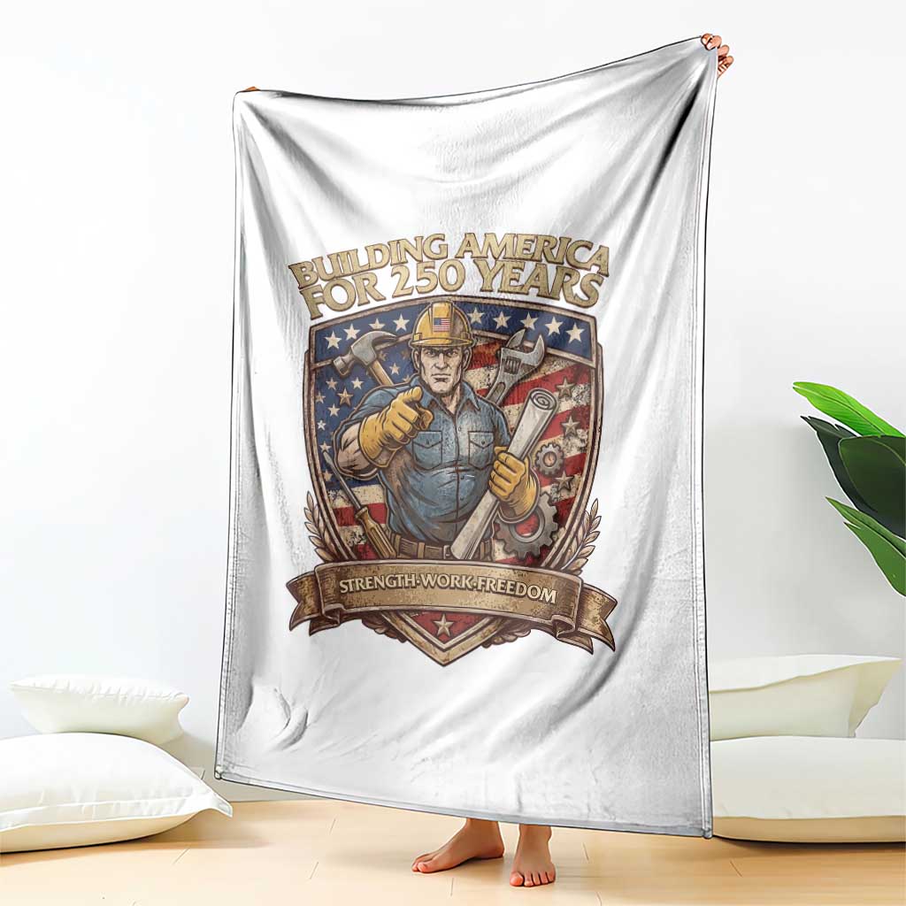 American Construction Worker Throw Blanket Building America For 250 Years