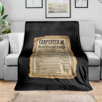 Woodworker Nutrition Label Throw Blanket Carpenter Nutritional Facts Graphic