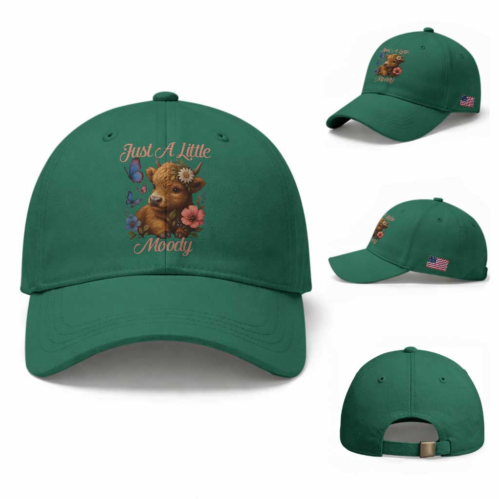 Just A Little Moody Baseball Cap Funny Sarcasm Highland Cow