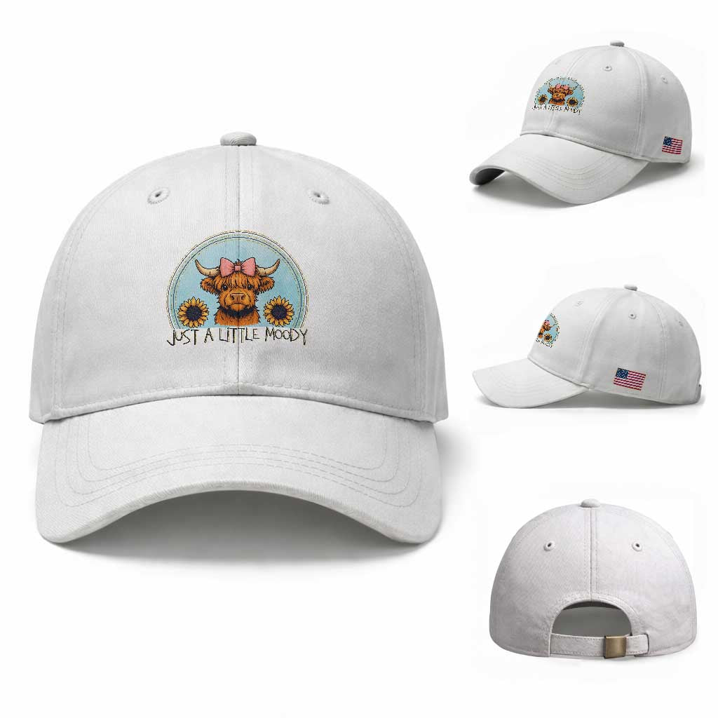 Just A Little Moody Baseball Cap Funny Sarcasm Highland Cattle