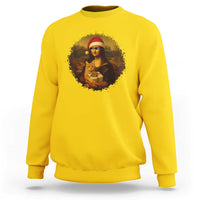 Chritsmas Mona Lisa Sweatshirt Funny Holiday Kitty Lover - Wonder Print Shop