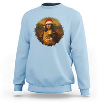 Chritsmas Mona Lisa Sweatshirt Funny Holiday Kitty Lover - Wonder Print Shop