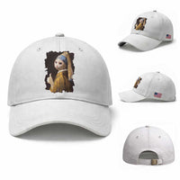Funny Cat With A Pearl Earring Parody Art Baseball Cap