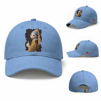 Funny Cat With A Pearl Earring Parody Art Baseball Cap