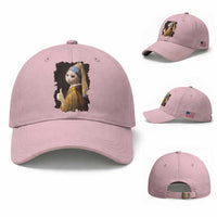 Funny Cat With A Pearl Earring Parody Art Baseball Cap