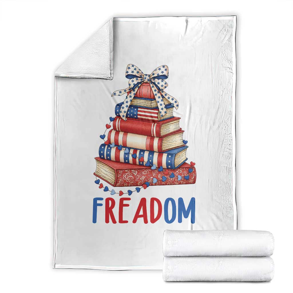 Funny Patriotic Book Lover Gift Throw Blanket Freadom