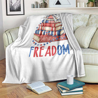 Funny Patriotic Book Lover Gift Throw Blanket Freadom