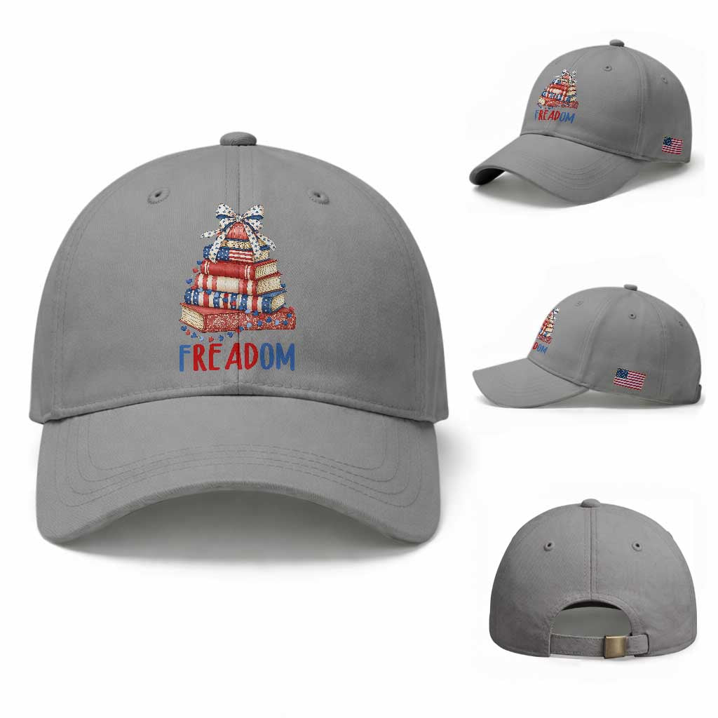 Funny Patriotic Book Lover Gift Baseball Cap Freadom
