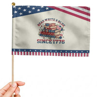 Funny Book Lover Gift Patriotic Handheld Flag Read White Blue Since 1776