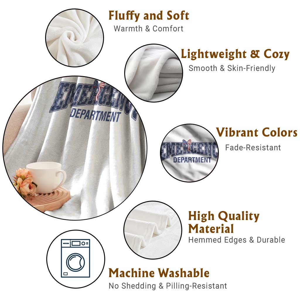 Patriotic ER Nurse Gift Throw Blanket America 250th Anniversary