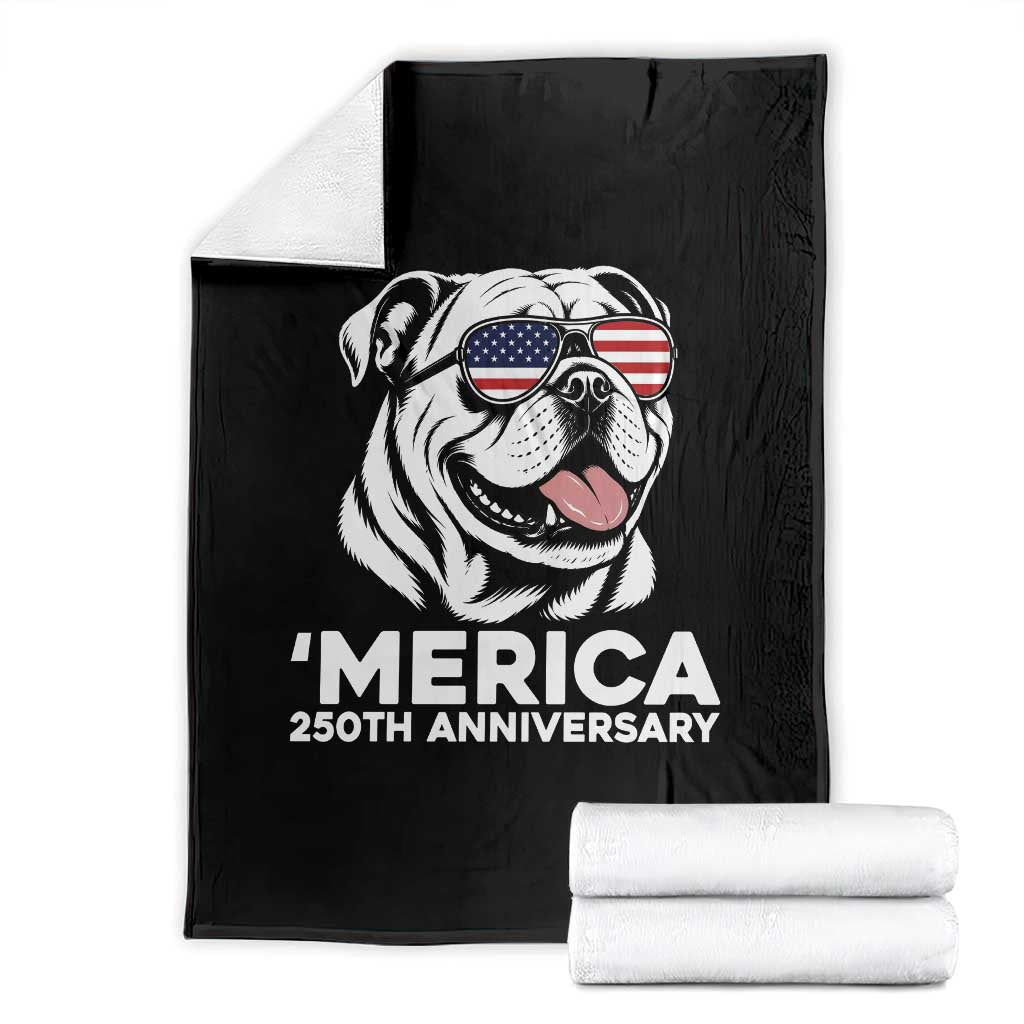 Merica English Bulldog Lover Throw Blanket 250th Anniversary Gift