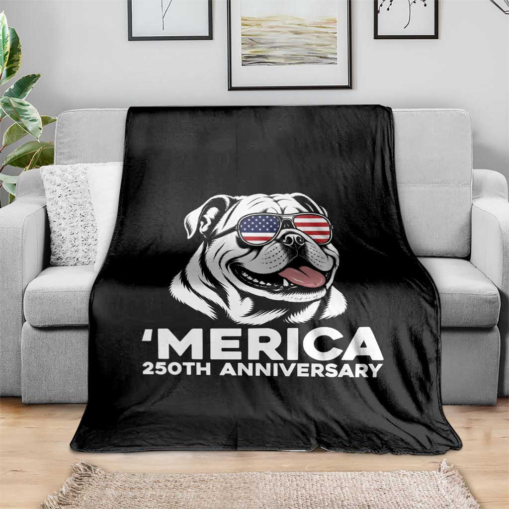 Merica English Bulldog Lover Throw Blanket 250th Anniversary Gift