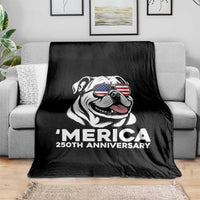 Merica English Bulldog Lover Throw Blanket 250th Anniversary Gift